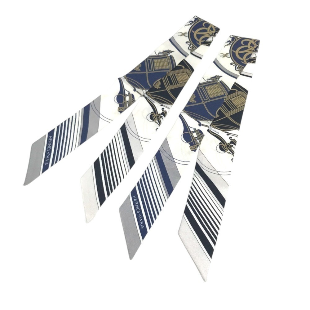 HERMES Twilly (New Tag) - Set of 2 Bandeau Scarves Silk Women's Navy